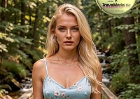 TravelModel.de – Beatrice Fotoshooting auf einer Waldbrücke.